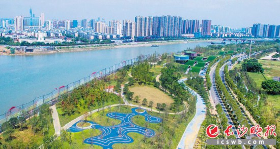 浏阳河东岸风光带将打造休闲健身步道(自行车道)。长沙晚报全媒体记者 邹麟 摄